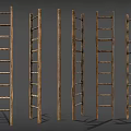 Wooden Ladders With Rustic Design And Natural Wood Structure