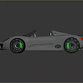 Silver Convertible Sports Car With Sleek Design Green Accent Wheels And Reflective Surface