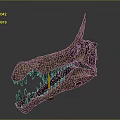 Ancient Dinosaur Skull Fossil With Sharp Teeth And Horn Structure On Dark Background