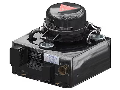 Heavy Duty Industrial Equipment Featuring Black Housing Top Cover Warning Label And Interface Ports 3d model