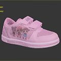 Cute Pink Kids Casual Sneakers With Cartoon Characters And Velcro Straps Design