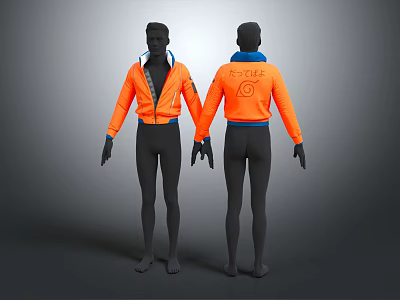 Orange Casual Sports Jacket With Focus Logo And Blue Trim Design 3d model
