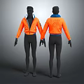 Orange Casual Sports Jacket With Focus Logo And Blue Trim Design