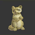 Standing Raccoon Statue With Front Paws Together On Gray Smooth Surface