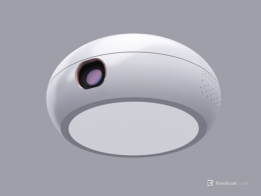 Sleek Modern White Round Ceiling Light With Projection Function And Minimalist Design 3d model 