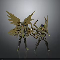 Two Golden Armored Warrior Figures With Large Wings And Intricate Armor Details