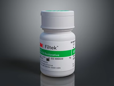 White Fiteko Restorative Medical Bottle With Clear Label And USA Origin 3d model