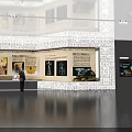 Modern Exhibition Hall Interior Featuring Display Walls Exhibits Text Displays And Visitors