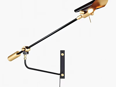 Sleek Modern Gold and Black Metal Floor Lamp with Adjustable Arm and Contemporary Design 3d model