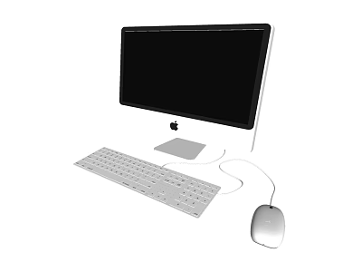 Apple iMac All in One Desktop Computer With Black Screen White Keyboard And Mouse 3d model