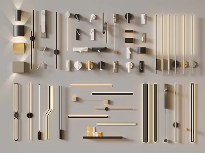 Modern Decorative Hardware Accessories In Neutral Tones With Various Shapes And Designs 3d model