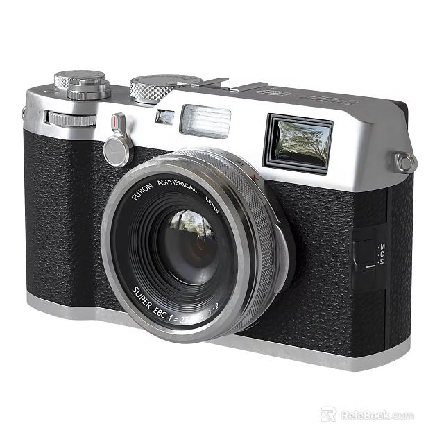 Vintage Digital Camera With Classic Design Silver Black Body And Super EBC Lens 3d model 