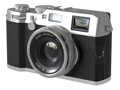 Vintage Digital Camera With Classic Design Silver Black Body And Super EBC Lens 3d model