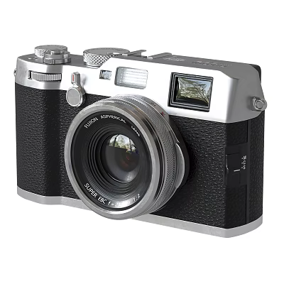 Vintage Digital Camera With Classic Design Silver Black Body And Super EBC Lens 3d model