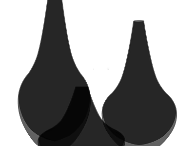 Pair of Modern Black Vases With Streamlined Shape For Floral Arrangements 3d model