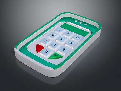Computer External Numeric Keypad With White Green Housing And Functional Digital Keys Design 3d model