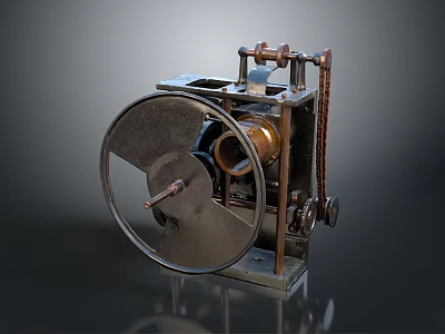 Vintage Mechanical Computer Device With Large Wheel Gears And Metal Components 3d model