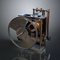 Vintage Mechanical Computer Device With Large Wheel Gears And Metal Components 3d model