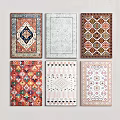 Square Rugs Showcasing Various Colorful Patterns And Traditional Modern Design Styles 3d model