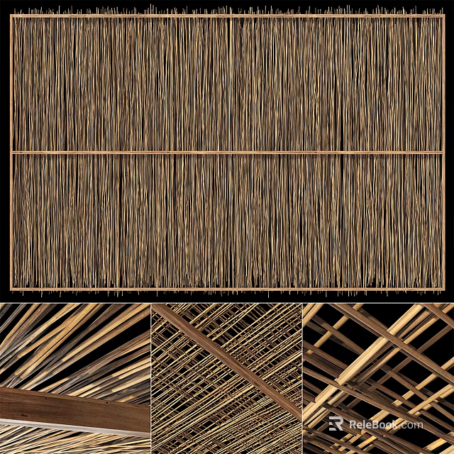 Stylish Modern Ceiling Design With Wooden Lattice And Geometric Patterns 3d model 