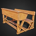 Rustic Wooden Furniture Bench With Sturdy Crossed Legs And Solid Design