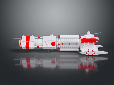 Red and White Modern Watercraft with Streamlined Multi Section Structure and Futuristic Design Elements 3d model