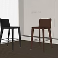 Modern Leather Bar Stools in Black and Brown for Poliform Interior Design 3d model