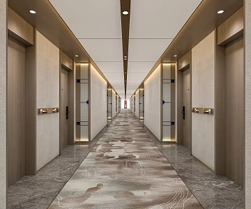 Hotel aisle 3d model