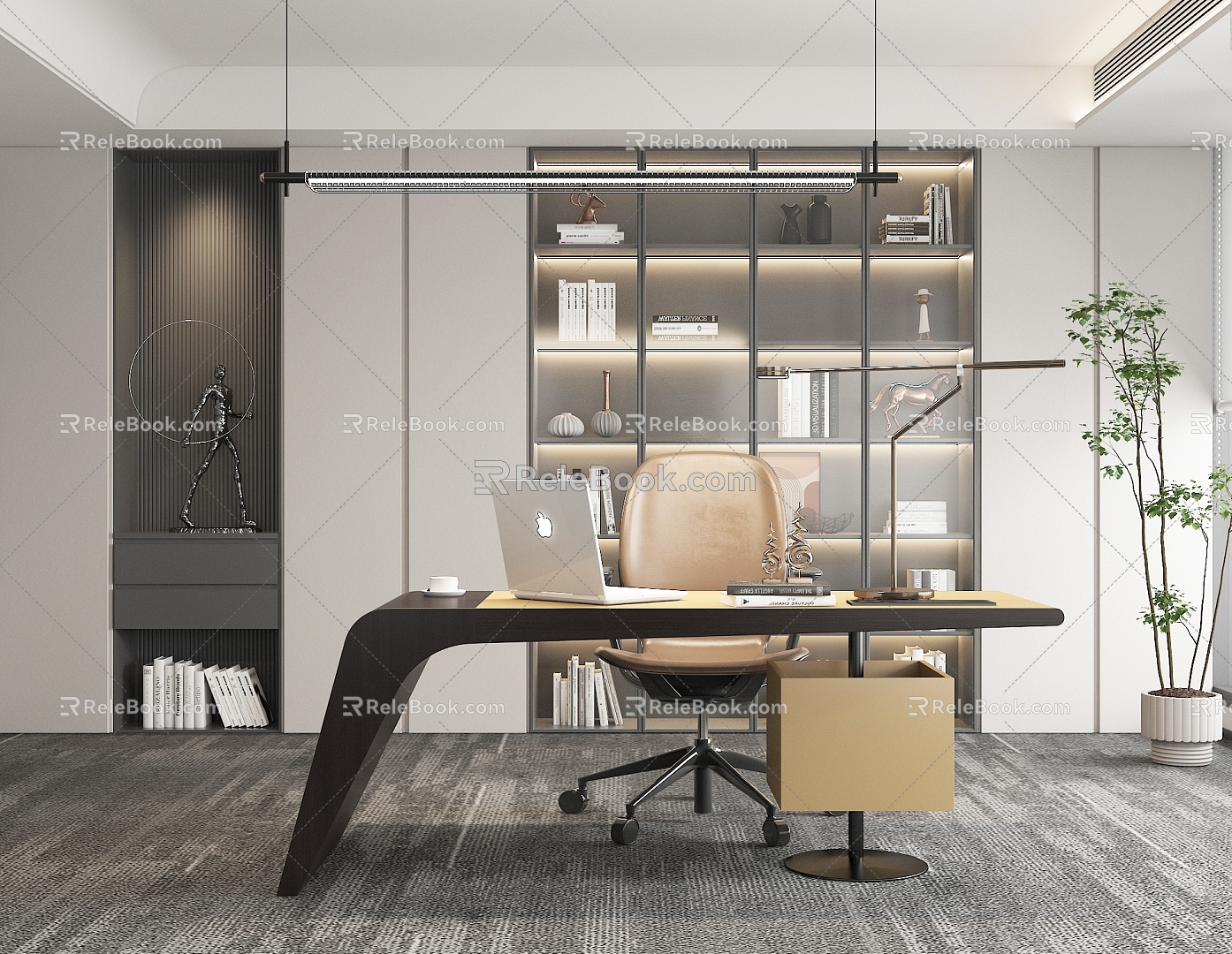 Modern minimalist manager room 3d model