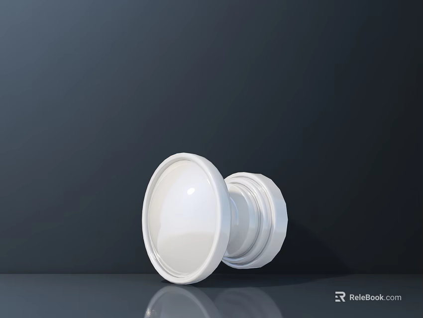 White Glossy Plastic Component With Smooth Surface On Dark Reflective Background 3d model 