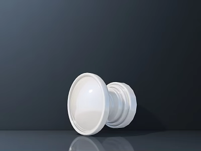 White Glossy Plastic Component With Smooth Surface On Dark Reflective Background 3d model