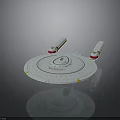 Detailed Starship Model with Saucer Shaped Hull and Engine Modules for Cosmic Exploration