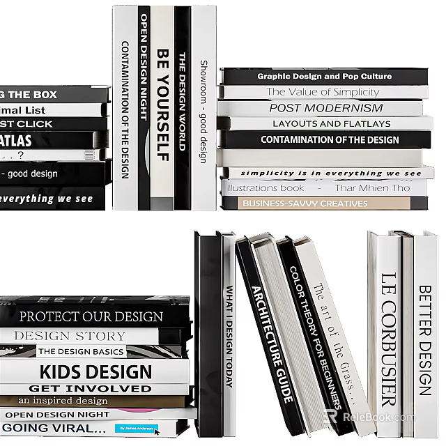 Curated Books and Magazines on Graphic Design Architecture Art Post Modernism and Kids Design 3d model 