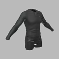 Dark Colored Fitted Long Sleeve Top And Shorts Sportswear Outfit Set