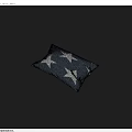 Soft Decorative Pillow With Blue Fabric And White Star Patterns For Home Living