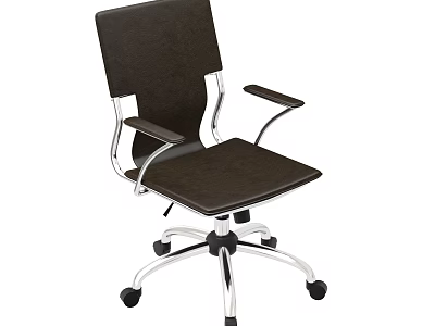 Modern Office Chair With Black Upholstery Silver Metal Armrests And Five Star Base Casters 3d model