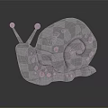 Cartoon Snail Character 3D Model With Green Yellow Spiral Shell And Vibrant Reflection