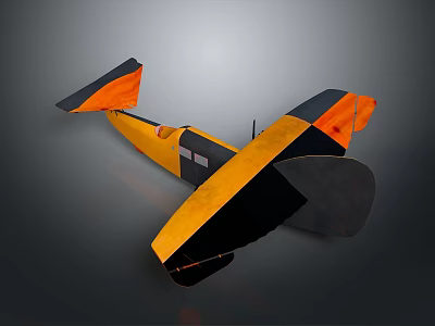 Vintage Yellow And Black Aerospace Model With Orange Wing Sections And Retro Design 3d model