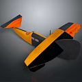Vintage Yellow And Black Aerospace Model With Orange Wing Sections And Retro Design