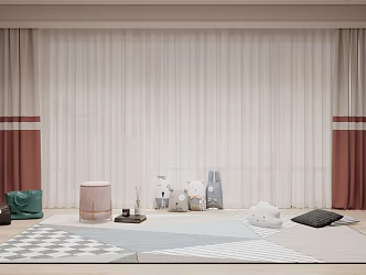 Modern Curtain Children's Curtain 3d model
