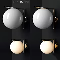 Modern Wall Lamp with White Sphere Shade and Gold Metal Frame Different Lighting Modes