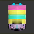 Cute Children's Toy Car With Pink Body Colorful Striped Canopy And Wheels