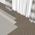 Square Rugs With Textured Patterns On Herringbone Wooden Floor Interior Design 3d model