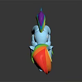 Blue Game And Movie Character With Rainbow Mane Tail Pink Eyes Standing On Black Background
