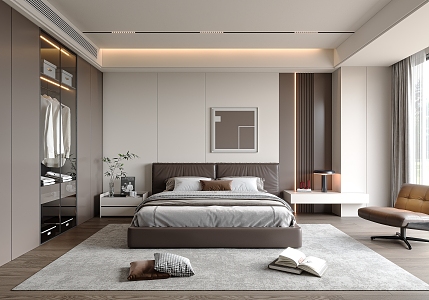 Italian Light Luxury Bedroom 3d model