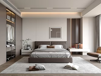 Italian Light Luxury Bedroom 3d model