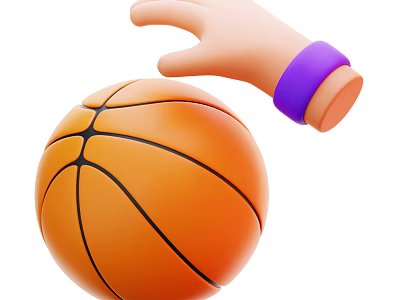 Action Game Movie Character Hand Wearing Purple Wristband Touching Orange Basketball 3d model