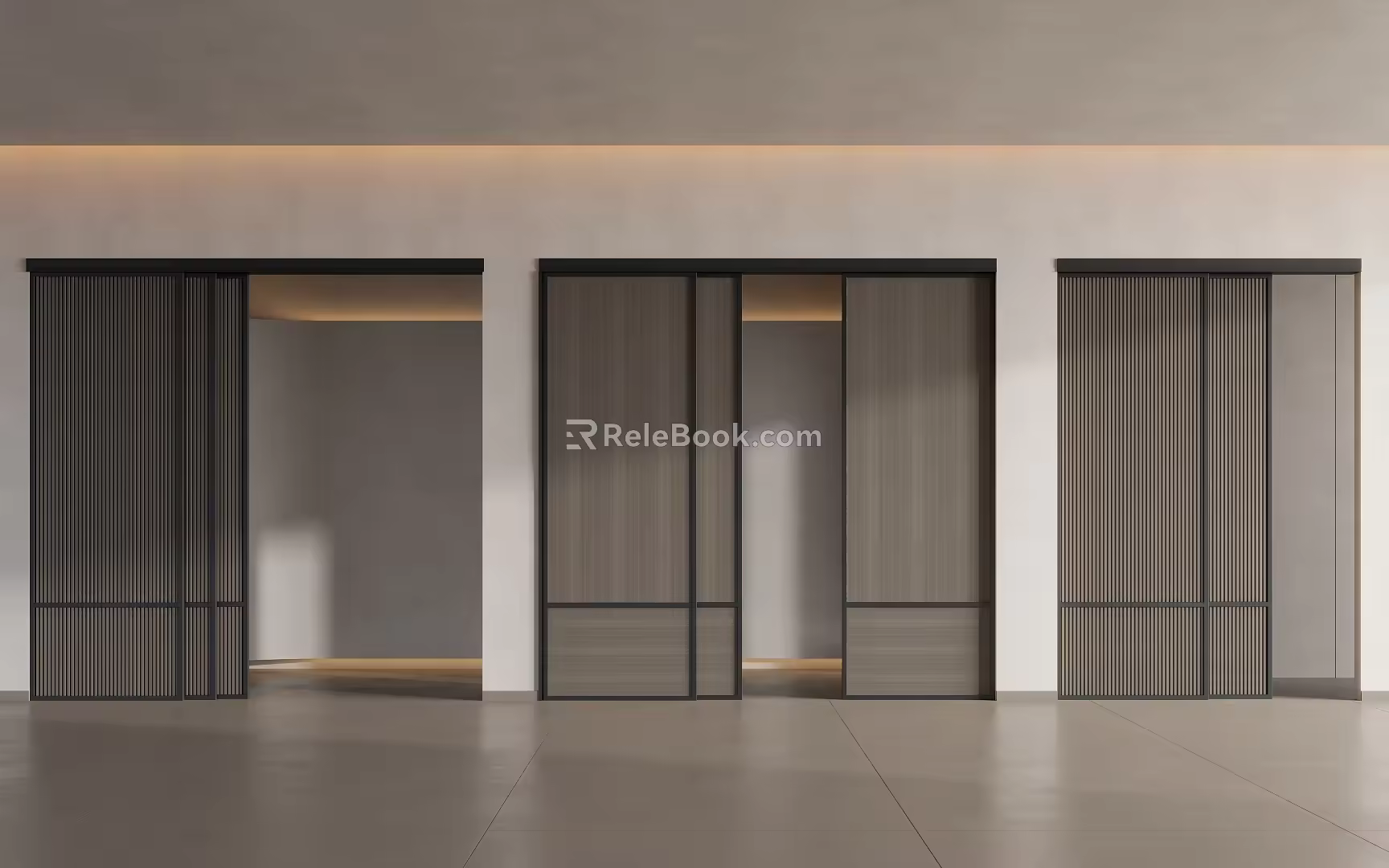 Modern Log Middle Ancient Sliding Door Sliding Door 3d model