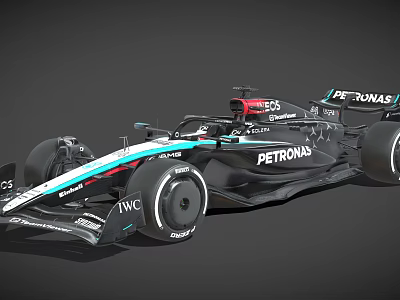 Functional Race Car With PETRONAS Branding Streamlined Body Large Tires And IWC Sponsorship 3d model