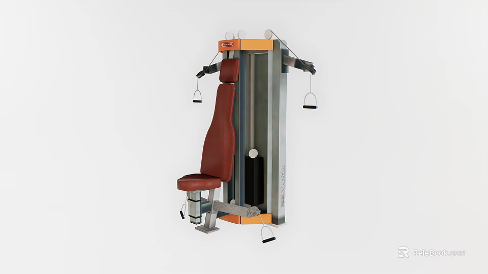 Professional Strength Training Fitness Equipment With Red Seat Metal Frame And Side Handles 3d model 